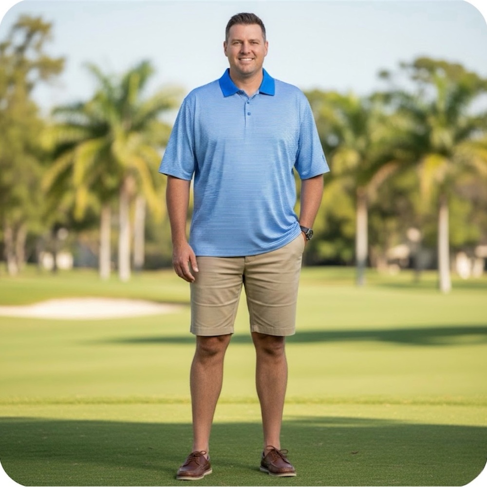 Cutter & Buck Forge Tonal Stripe Stretch Polo Shirt in Digital Blue Size 3XT - Picture 14 of 14